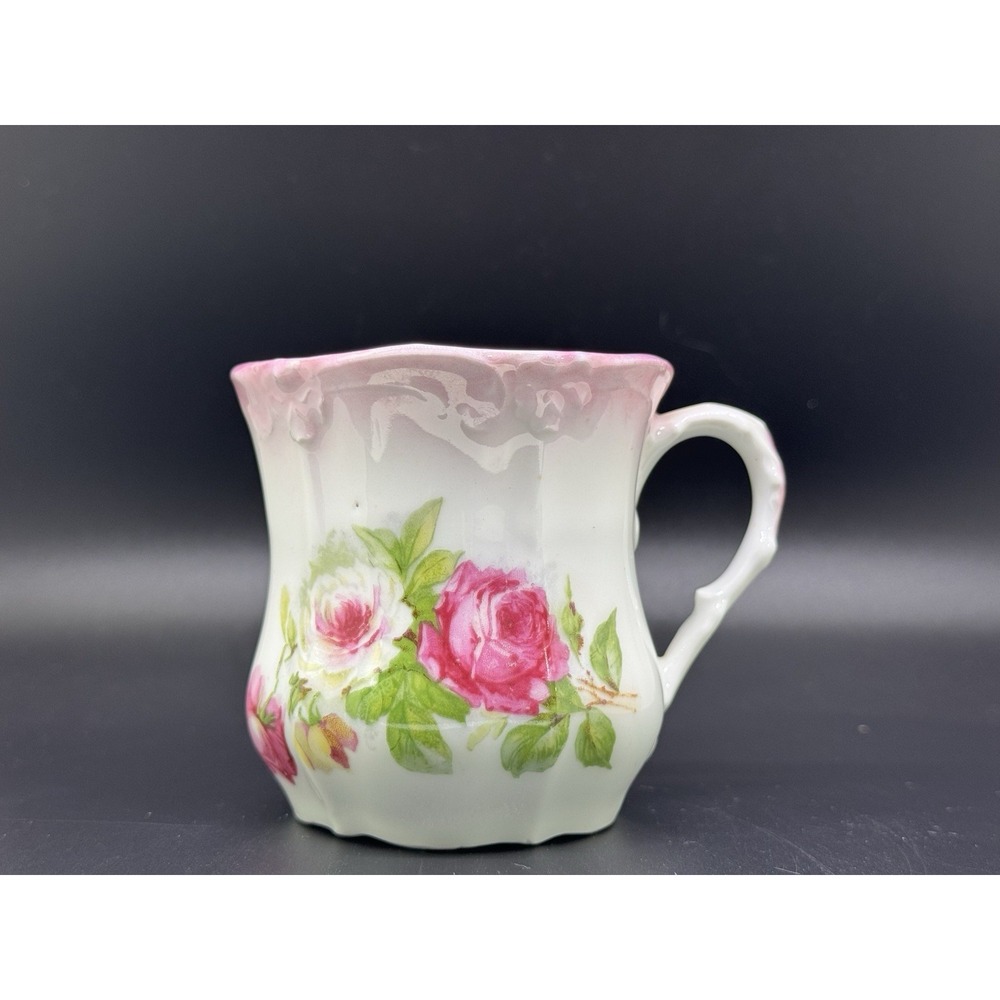 Antique Floral Shaving Mug Mustache Cup with Soap‎ Shelf No Chips or Cracks